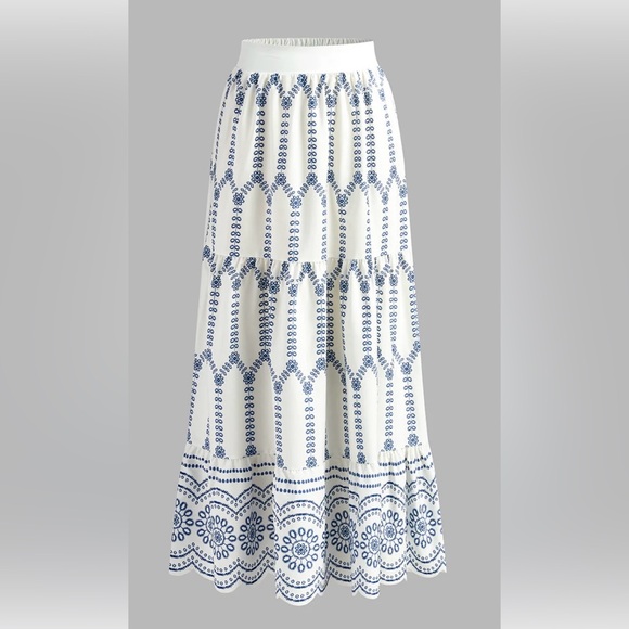 Commense Dresses & Skirts - Commense SET Blue and White Maxi Skirt and corset crop top. NWT size Large